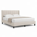 Letto matrimoniale imbottito beige in poliestere rettangolare per materasso 160 x 200 cm 178 x 218 x 112 cm