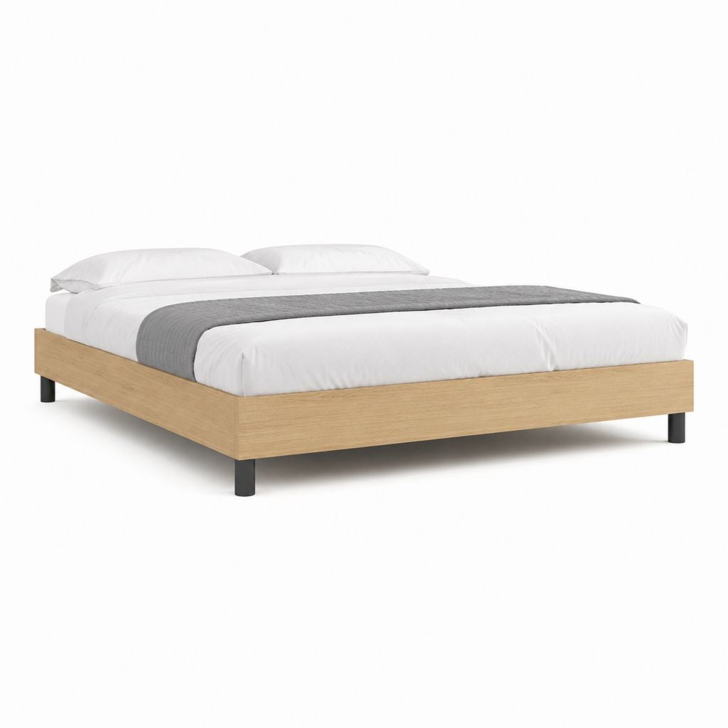 Struttura letto matrimoniale rovere chiaro in truciolare 160 x 200 cm