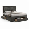Letto matrimoniale contenitore grigio antracite in poliestere 160 x 200 cm con testiera imbottita e 2 cassetti