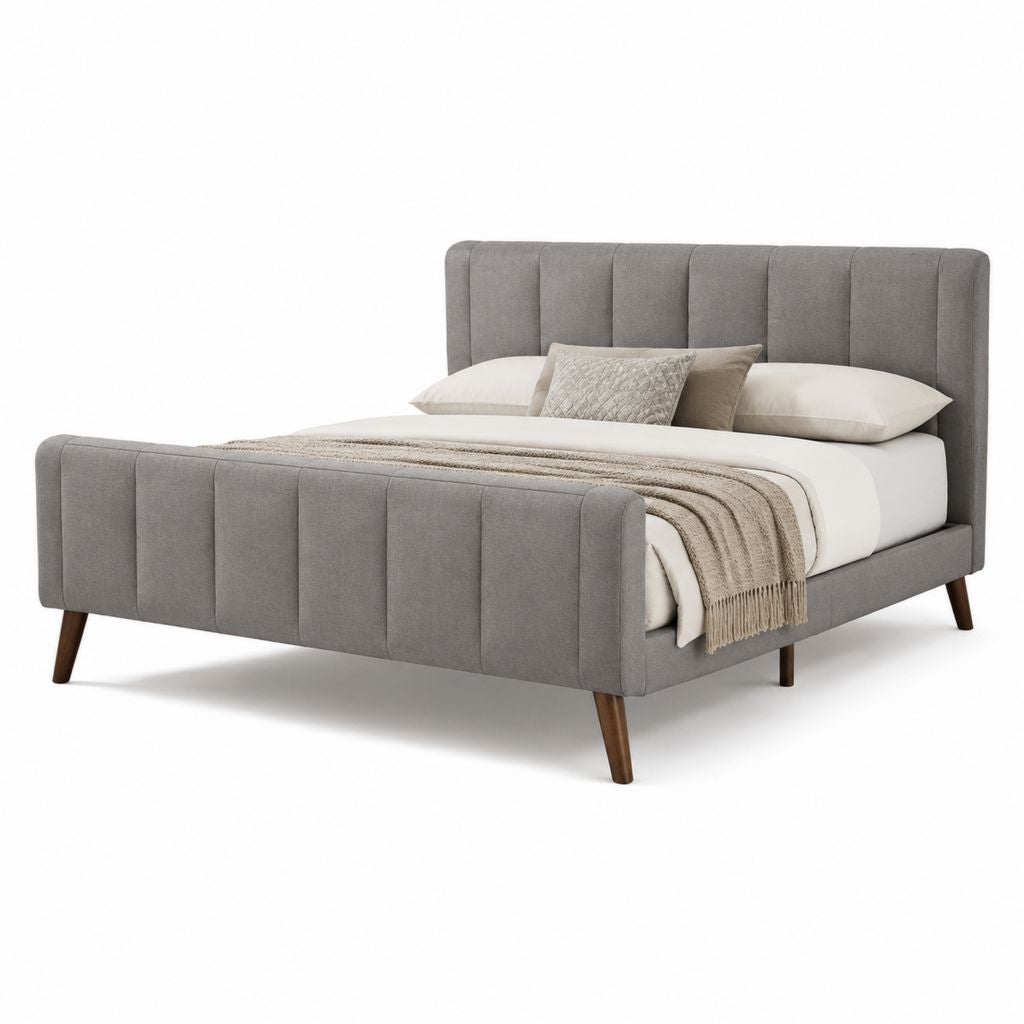 Letto matrimoniale imbottito grigio in poliestere con struttura 160 x 200 cm dimensioni esterne 175 x 217 x 110 cm