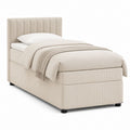 Letto singolo imbottito beige in poliestere 90 x 200 cm con testiera verticale