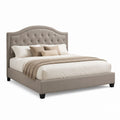 Letto matrimoniale imbottito grigio tortora in poliestere con testiera capitonné 160 x 200 cm