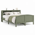 Letto matrimoniale con testiera a scaffale verde salvia in legno massello di pino 160 x 200 cm