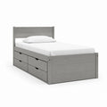 Letto singolo con 4 cassetti grigio in pino massello 90 x 200 cm