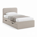 Letto singolo con contenitore beige in MDF e testiera imbottita 90 x 200 cm