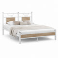 Letto matrimoniale con struttura bianca in acciaio e pannelli effetto rovere 160 x 200 cm