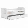 Letto per bambini rettangolare con sponde e cassetto bianco in MDF e pino 140 x 70 cm