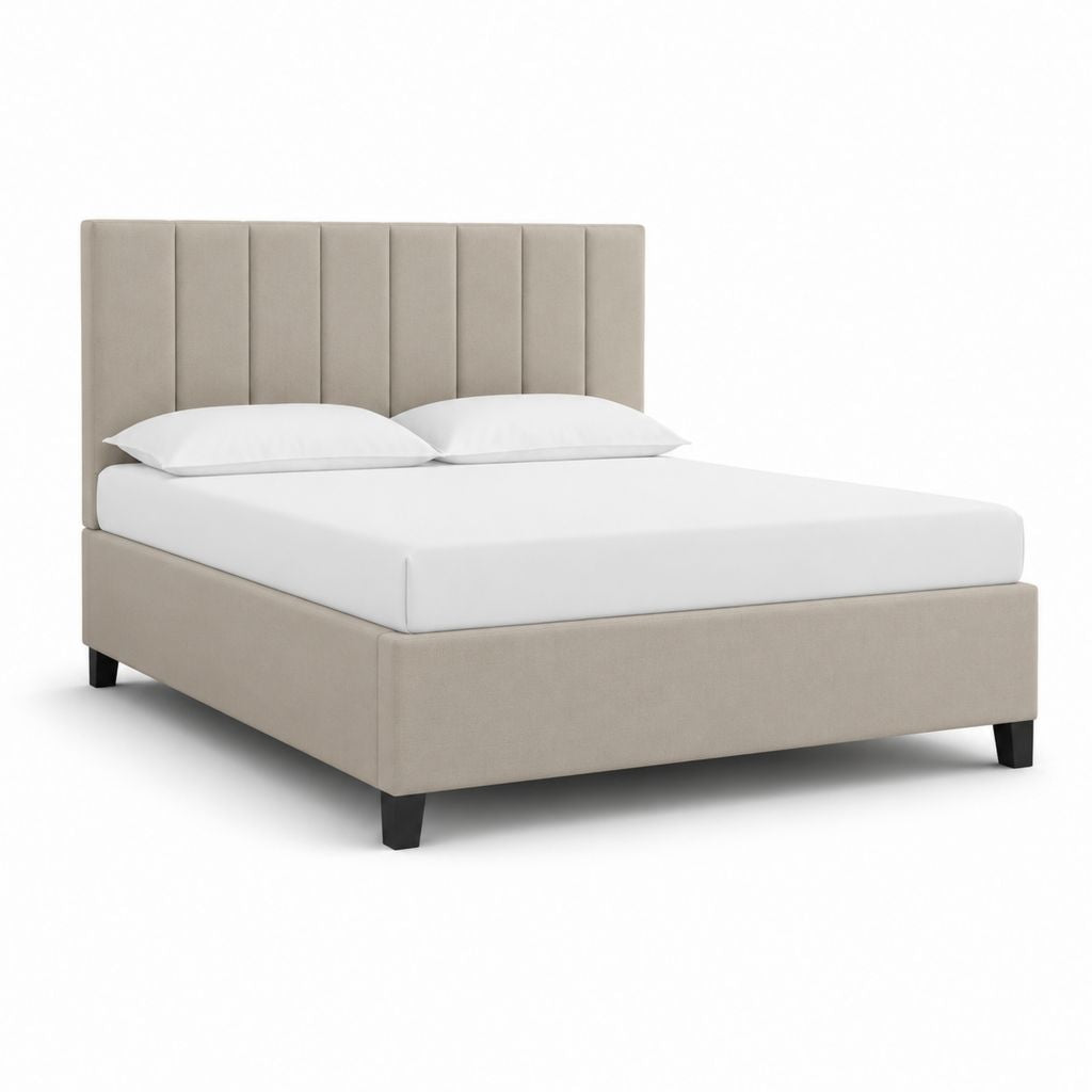 Letto matrimoniale imbottito tortora in poliestere rettangolare 160 x 200 cm