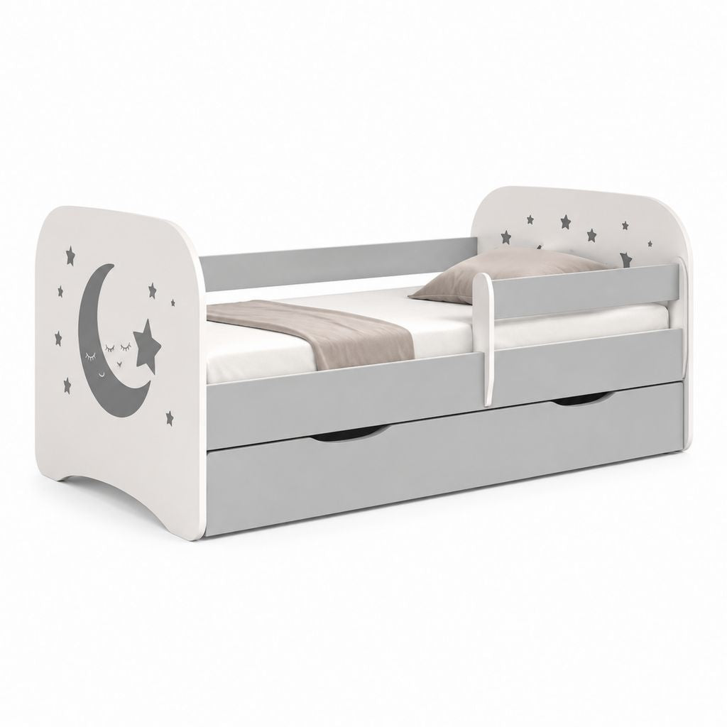 Letto per bambini con sponde e 2 cassetti bianco grigio in MDF 164 x 85 x 70 cm