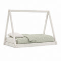 Letto per bambini a casetta bianco in pino massello 147 x 77 x 125 cm per materasso 140 x 70 cm