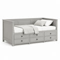 Letto singolo con 6 cassetti grigio in pino massello 90 x 200 cm