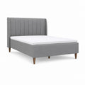 Letto matrimoniale 160 x 200 cm grigio in poliestere con testiera imbottita rettangolare